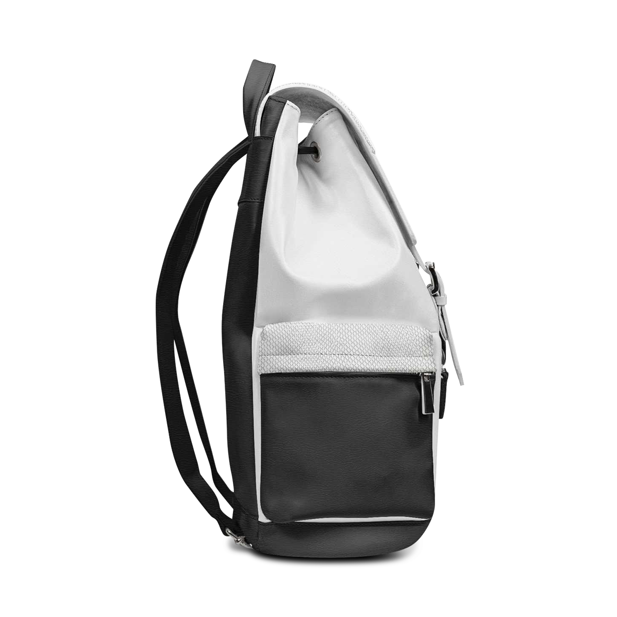 Side view of WHITE APENN LUX handcrafted leather rucksack