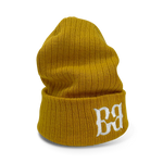 FBB Mustard Ribbed Knit Beanie with cuffed design