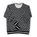 Black and white handmade fashion sweatshirt with Breaker logo motif.