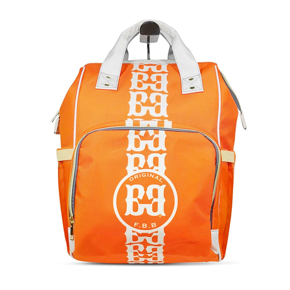 Orange limited edition White Lynx multi-function backpack with logo and white accents.